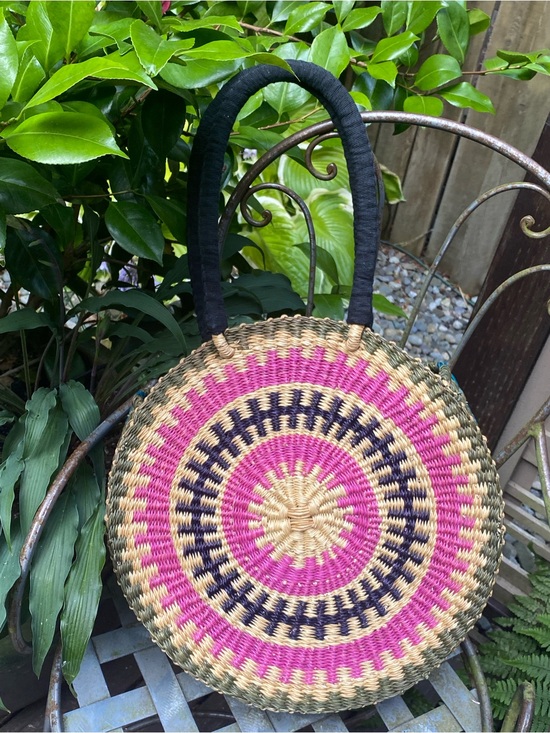 Nena & Co. Handbags - $395 Nena & Co. Ghana Full Moon Bag Handcrafted Artisan Fair Trade Straw Tote